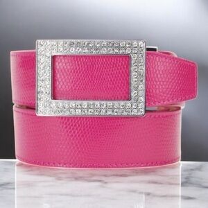 New NextBelt Pink Lizzard with Embellished Silver crystal Buckle